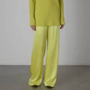 Enza Costa Lime Wide Leg Satin Pants